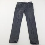 Sequins Black Denim Skinny Jeans with Adjustable Waistband - Girls 9-10 Years