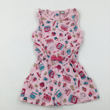 'One For You' Flowers Pink Sleeveless Playsuit - Girls 4-5 Years