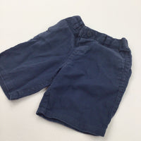 Navy Cotton Shorts with Adjustable Waistband - Boys 18-24 Months