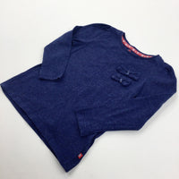 Bows Sparkly Dark Blue Long Sleeve Top - Girls 3-4 Years