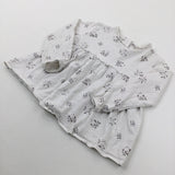 Flowers White Cotton Long Sleeve Top - Girls 4-5 Years