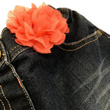 Blue Denim Shorts With Adjustable Waist & Removable Flower - Girls 4-5 Years