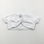 White Lightweight Cardigan with Short Sleeves - Girls 3-6 Months
