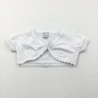 White Lightweight Cardigan with Short Sleeves - Girls 3-6 Months