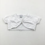 White Lightweight Cardigan with Short Sleeves - Girls 3-6 Months