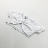 White Lightweight Cardigan with Short Sleeves - Girls 3-6 Months