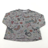 'Hey, Party' Rainbows & Stars Grey Long Sleeve Top - Boys 18-24 Months