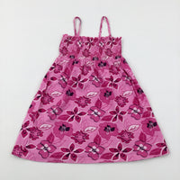 Flowers Pink Sleeveless Dress - Girls 4-5 Years