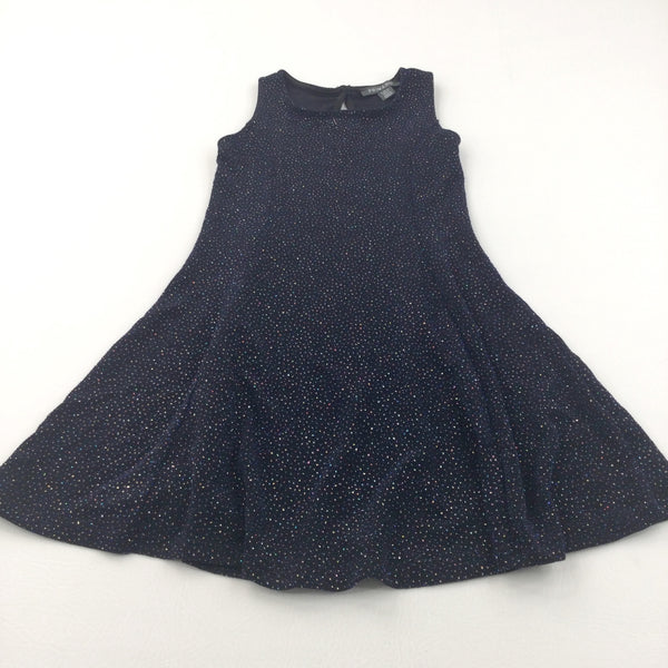 Sparkly Navy Polyester Party Dress - Girls 9-10 Years