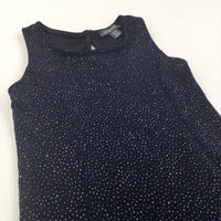 Sparkly Navy Polyester Party Dress - Girls 9-10 Years