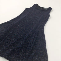 Sparkly Navy Polyester Party Dress - Girls 9-10 Years