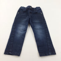 Dark Blue Denim Jeans with Adjustable Waistband - Boys 18-24 Months