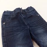 Dark Blue Denim Jeans with Adjustable Waistband - Boys 18-24 Months