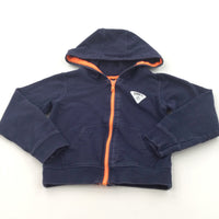 Orange & Navy Zip Up Hoodie Sweatshirt - Boys 18-24 Months