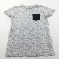 Black & White Patterned T-Shirt - Boys 11-12 Years