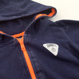 Orange & Navy Zip Up Hoodie Sweatshirt - Boys 18-24 Months