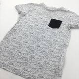 Black & White Patterned T-Shirt - Boys 11-12 Years