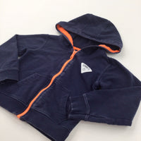 Orange & Navy Zip Up Hoodie Sweatshirt - Boys 18-24 Months