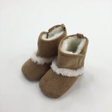 Tan Fluffy Slippers Boots - Girls - 0-3 Months