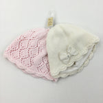 **NEW** 2 Pack Cream & Pink Hats  - Girls 0-3 Months