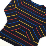 Blue, Red & Yellow Stripe Long Sleeve Top - Boys 9 Years