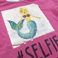 'Selfie, No Filter' Sequin Flip Mermaid & Unicorn Pink T-Shirt - Girls 10-11 Years