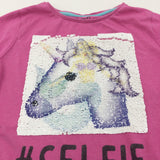 'Selfie, No Filter' Sequin Flip Mermaid & Unicorn Pink T-Shirt - Girls 10-11 Years