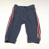 Slate Blue, Red & White Striped Lightweight Tracksuit Bottoms - Boys 3-6m