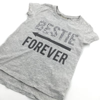 'Bestie Forever' Sequins Grey T-Shirt - Girls 7 Years