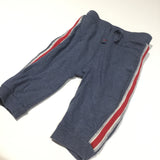 Slate Blue, Red & White Striped Lightweight Tracksuit Bottoms - Boys 3-6m