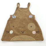 Rabbit Face Appliqued Brown Corduroy Dungaree Dress - Girls 18-24 Months