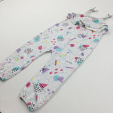 Colourful Patterns Light Grey Jersey Dungarees - Girls 3-4 Years