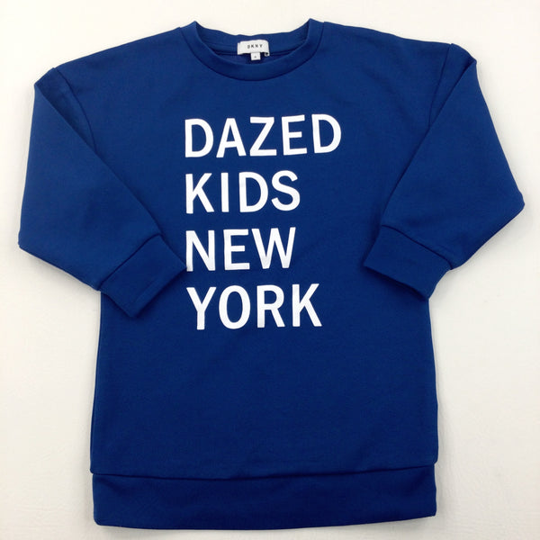 'Dazed Kids New York' Blue Sweatshirt Dress - Girls 4 Years