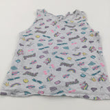 'Yeah, Girl Gang' Rainbows & Unicorns Grey Vest Top - Girls 11-12 Years