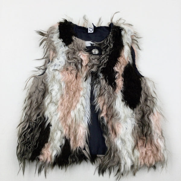 Colourful Fluffy Gilet- Girls 5-6 Years