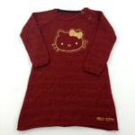 Hello Kitty Sequinned Red Knitted Dress - Girls 3-4 Years