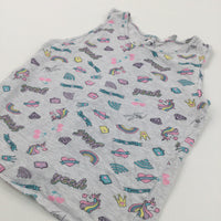 'Yeah, Girl Gang' Rainbows & Unicorns Grey Vest Top - Girls 11-12 Years