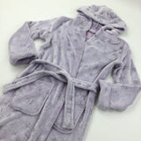 Glittery Stars Purple Fleece Dressing Gown with Hood - Girls 9-10 Years