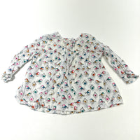 Bird Boxes & Birds Colourful White Cotton Blouse - Girls 3-6 Months