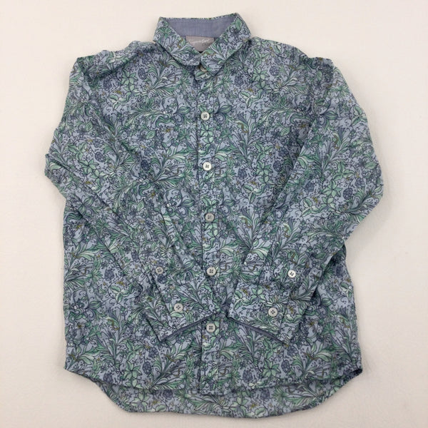 Flowers & Insects Blue & Green Long Sleeve Shirt - Boys 5 Years