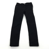 Black Denim Stretchy Jeans with Adjustable Waistband - Girls 7 Years