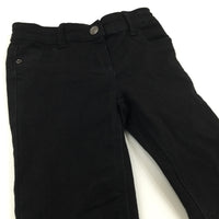 Black Denim Stretchy Jeans with Adjustable Waistband - Girls 7 Years