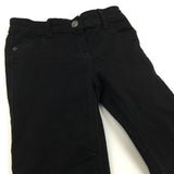 Black Denim Stretchy Jeans with Adjustable Waistband - Girls 7 Years