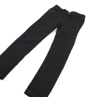 Black Denim Stretchy Jeans with Adjustable Waistband - Girls 7 Years