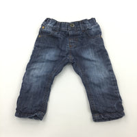 Mid Blue Lined Denim Jeans - Boys 6-9 Months