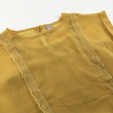 Lace Detail Golden Yellow Two Piece Polyester Vest & Chiffon Cover Up Blouse - Girls 6 Years