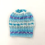 Purple, White & Blue Knitted Hat - Girls 3-6 Months