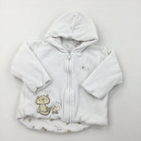 Bear & Duck White Zip Up Hoodie - Girls/Boys 3-6 Months