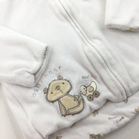 Bear & Duck White Zip Up Hoodie - Girls/Boys 3-6 Months