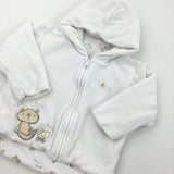 Bear & Duck White Zip Up Hoodie - Girls/Boys 3-6 Months